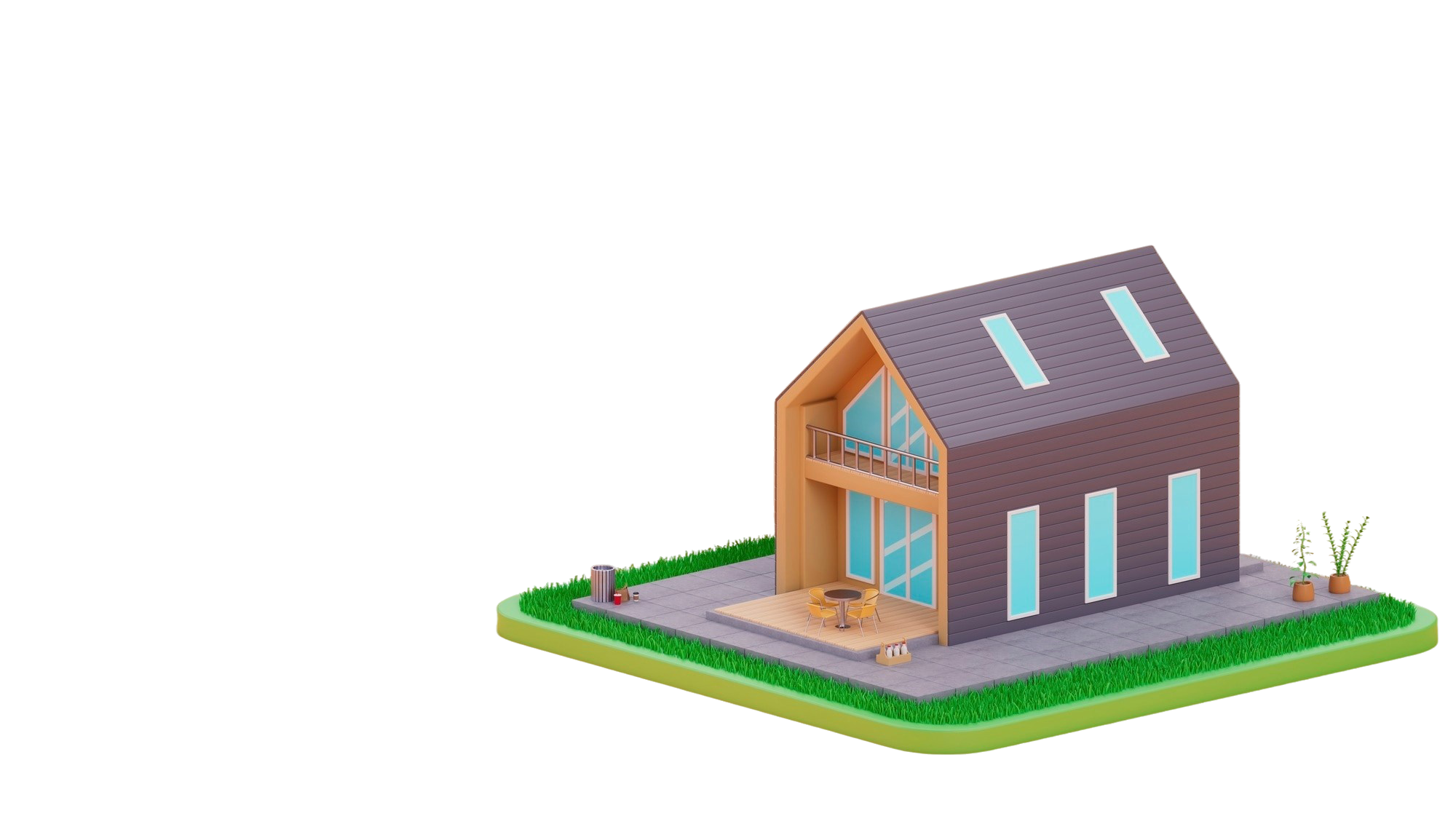 Illustration 3D d'une maison en arrière-plan