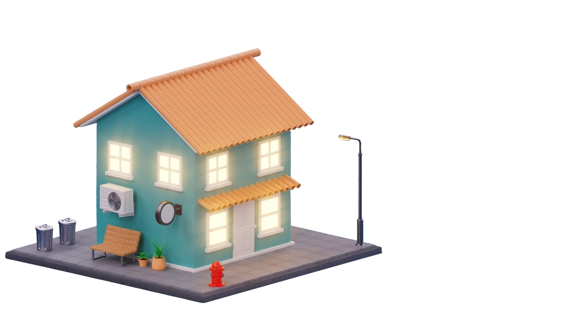 Illustration 3D d'une maison en arrière-plan